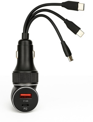 BtsLand 24 Amp Qualcomm Certified Turbo Car Charger(Black, With USB Cable)