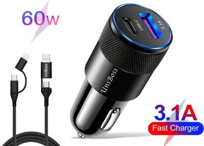 UniBoss 40 W Qualcomm Certified Turbo Car Charger(Black, With USB Cable)
