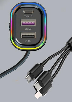 Huntindia 48 W Turbo Car Charger(Black, With USB Cable)