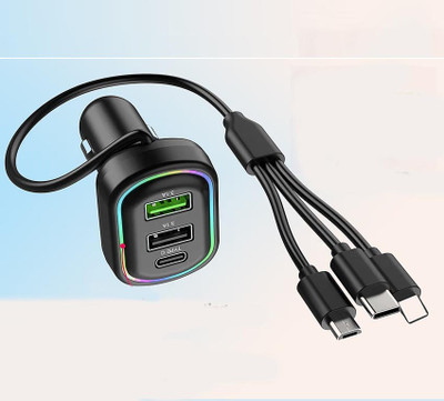 Huntindia 48 W Turbo Car Charger(Black, With USB Cable)