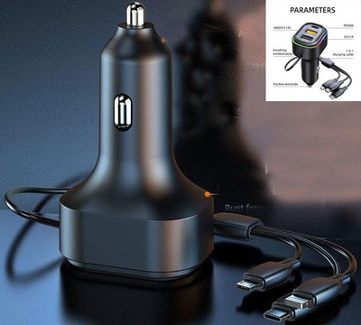 Huntindia 48 W Turbo Car Charger(Black, With USB Cable)