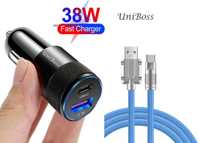 UniBoss 38 W Qualcomm Certified Turbo Car Charger(Black, With USB Cable)