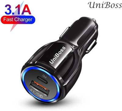 UniBoss 20 W Qualcomm Certified Turbo Car Charger(Black, With USB Cable)