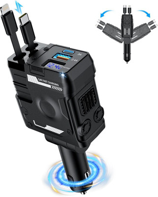 RGV 120 W Qualcomm Certified Turbo Car Charger(Black, With USB Cable)