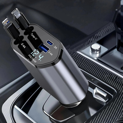 Rhtdm 120 W Qualcomm Certified Turbo Car Charger(Grey, With USB Cable)