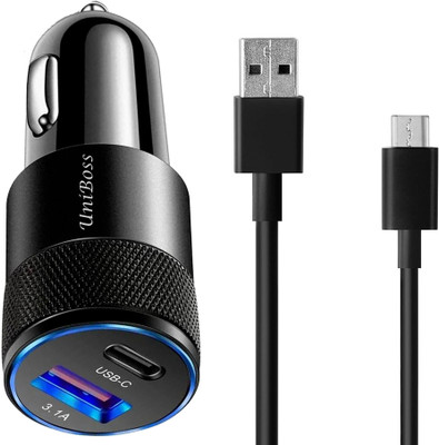 UniBoss 38 W Qualcomm Certified Turbo Car Charger(Black, With USB Cable)