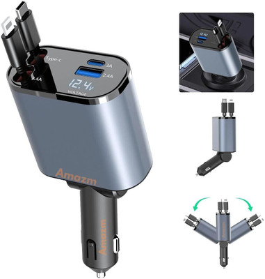 VEDRID 120 W Qualcomm Certified Turbo Car Charger(Grey, With USB Cable)