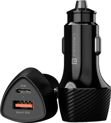 Portronics 33 W Turbo Car Charger(Black)