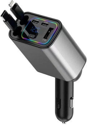 RPMSD 120 W Qualcomm Certified Turbo Car Charger(Grey, With USB Cable)