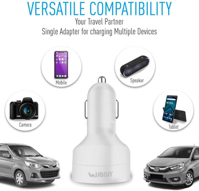 RETOLD 2.4 Amp Qualcomm Certified Turbo Car Charger(Black, With USB Cable)