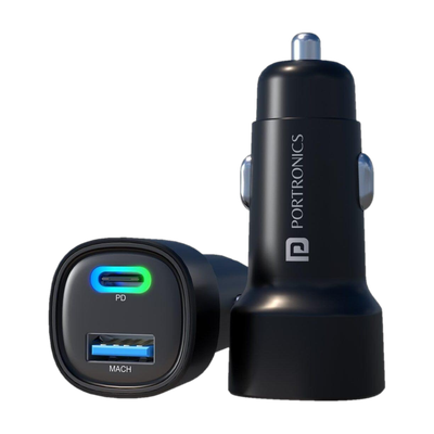 Portronics 80 W Turbo Car Charger(Black)