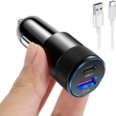 UniBoss 15.5 W Qualcomm Certified Turbo Car Charger(Black, With USB Cable)