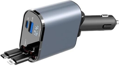 VEDRID 120 W Qualcomm Certified Turbo Car Charger(Grey, With USB Cable)