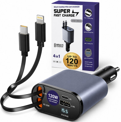 AG INDUSTRY 120 W Qualcomm Certified Turbo Car Charger(Black, With USB Cable)