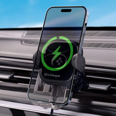 Spigen 15 W Qualcomm Certified Turbo Car Charger(Black, With USB Cable)