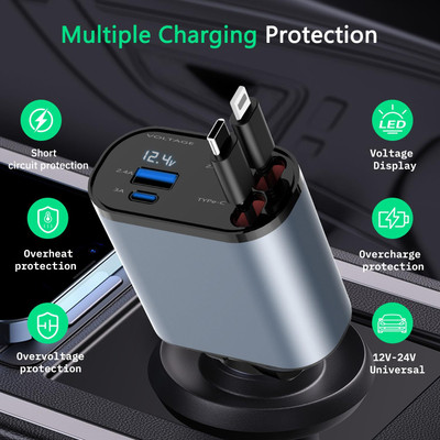 ZARRY 3 Amp Turbo Car Charger(Blue, With USB Cable)