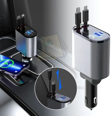 VEDRID 120 W Qualcomm Certified Turbo Car Charger(Grey, With USB Cable)