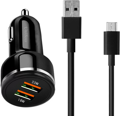 UniBoss 51 W Qualcomm Certified Turbo Car Charger(Black, With USB Cable)