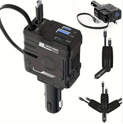 RGV 66 W Qualcomm Certified Turbo Car Charger(Black, With USB Cable)