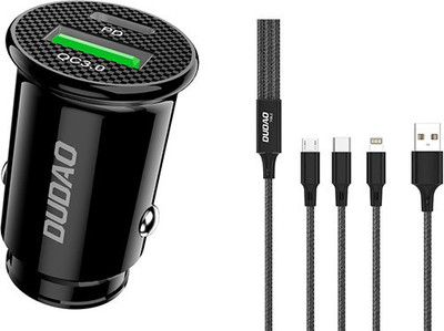 DUDAO 15 W Qualcomm 3.0 Turbo Car Charger(Black, With USB Cable)
