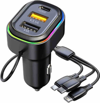 A CONNECT Z 5 W Turbo Car Charger(Black, With USB Cable)