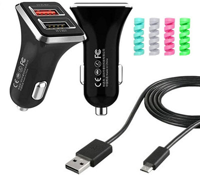 Red Champion 15 W Qualcomm Certified Turbo Car Charger(Black, With USB Cable)