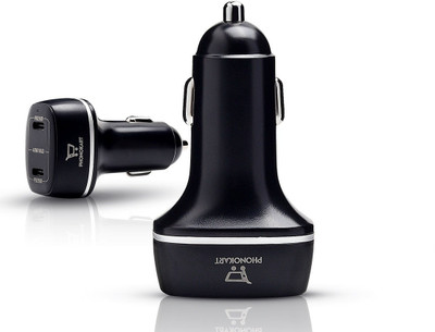 PHONOKART 20 W Qualcomm 3.0 Turbo Car Charger(Black, With USB Cable)