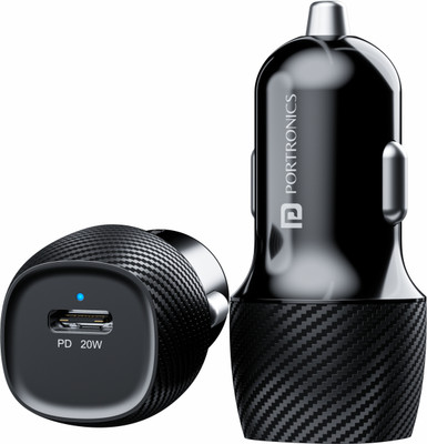 Portronics 20 W Turbo Car Charger(Black)