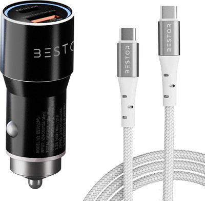 Bestor 125 W Qualcomm 3.0 Turbo Car Charger(Black, With USB Cable)
