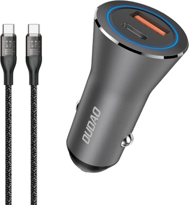 DUDAO 45 W Qualcomm 3.0 Turbo Car Charger(Grey, With USB Cable)