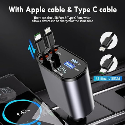 HumBiG 120 W Turbo Car Charger(Grey, With USB Cable)