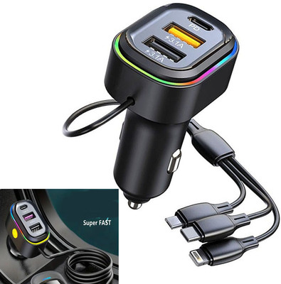 Huntindia 48 W Turbo Car Charger(Black, With USB Cable)