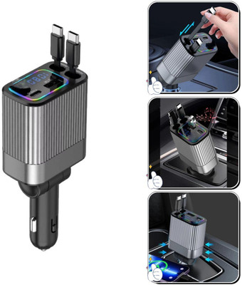 RETRACK 3 Amp Turbo Car Charger(Black, With USB Cable)