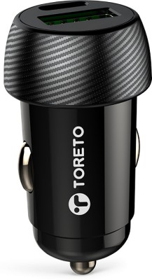 Toreto 20 W Qualcomm 3.0 Turbo Car Charger(Black, With USB Cable)