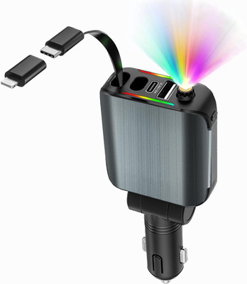 FKU 3.1 Amp Qualcomm 3.0 Turbo Car Charger(Black, Grey, With USB Cable)