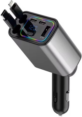 FKU 3.1 Amp Qualcomm 3.0 Turbo Car Charger(Black, Grey, With USB Cable)