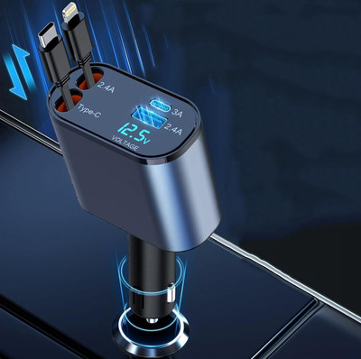 FKU 3.1 Amp Qualcomm 3.0 Turbo Car Charger(Black, Grey, With USB Cable)