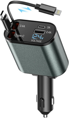 aksmit 120 W Turbo Car Charger(Black, With USB Cable)