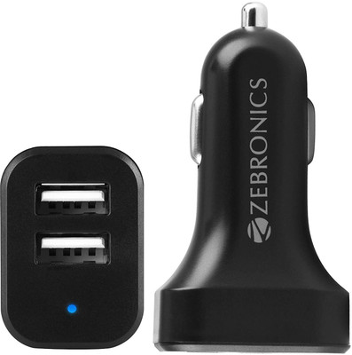 ZEBRONICS 10.5 W Turbo Car Charger(Black, With USB Cable)