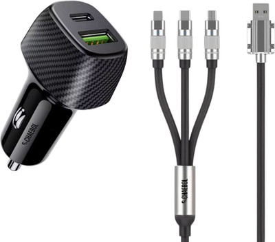 Chaebol 38 W Qualcomm 3.0 Turbo Car Charger(Black, With USB Cable)