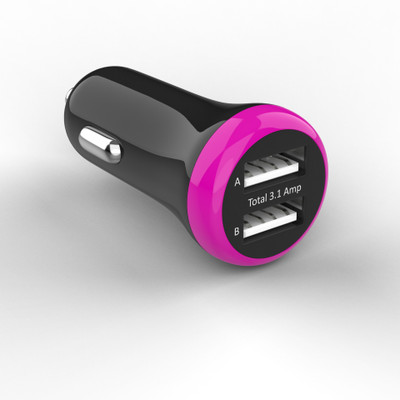vismac 3.1 Amp Turbo Car Charger(Pink)