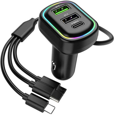 Hold up 48 W Turbo Car Charger(Black, With USB Cable)