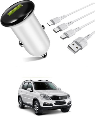 AuTO ADDiCT 25.5 W Qualcomm 3.0 Turbo Car Charger(White, With USB Cable)