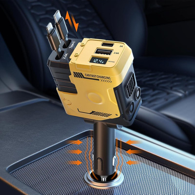 MARS 120 W Qualcomm Certified Turbo Car Charger(Yellow, With USB Cable)