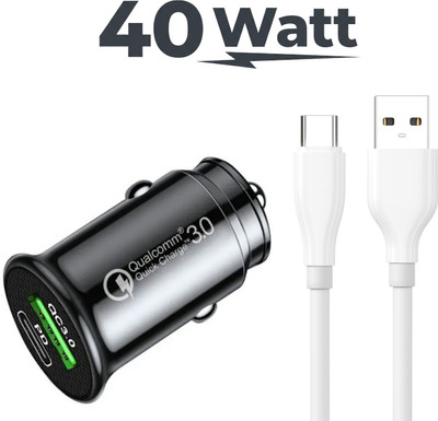 UniBoss 40 W Qualcomm Certified Turbo Car Charger(Black, With USB Cable)