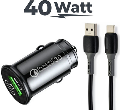 UniBoss 40 W Qualcomm Certified Turbo Car Charger(Black, With USB Cable)