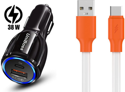 UniBoss 38 W Qualcomm Certified Turbo Car Charger(Black, With USB Cable)