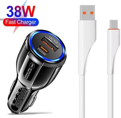 UniBoss 38 W Qualcomm Certified Turbo Car Charger(Black, With USB Cable)