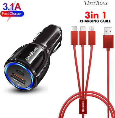 UniBoss 20 W Qualcomm Certified Turbo Car Charger(Black, With USB Cable)