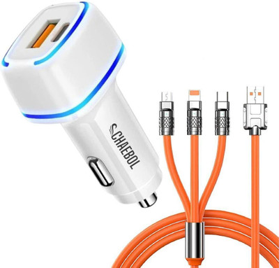 Chaebol 38 W Qualcomm 3.0 Turbo Car Charger(White, Orange, With USB Cable)